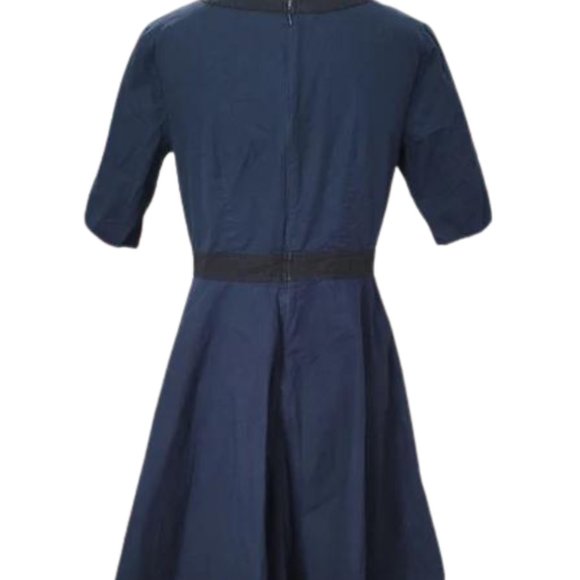 Charming Navy and Black Fit & Flare Cutout Dress - Picture 1 of 2